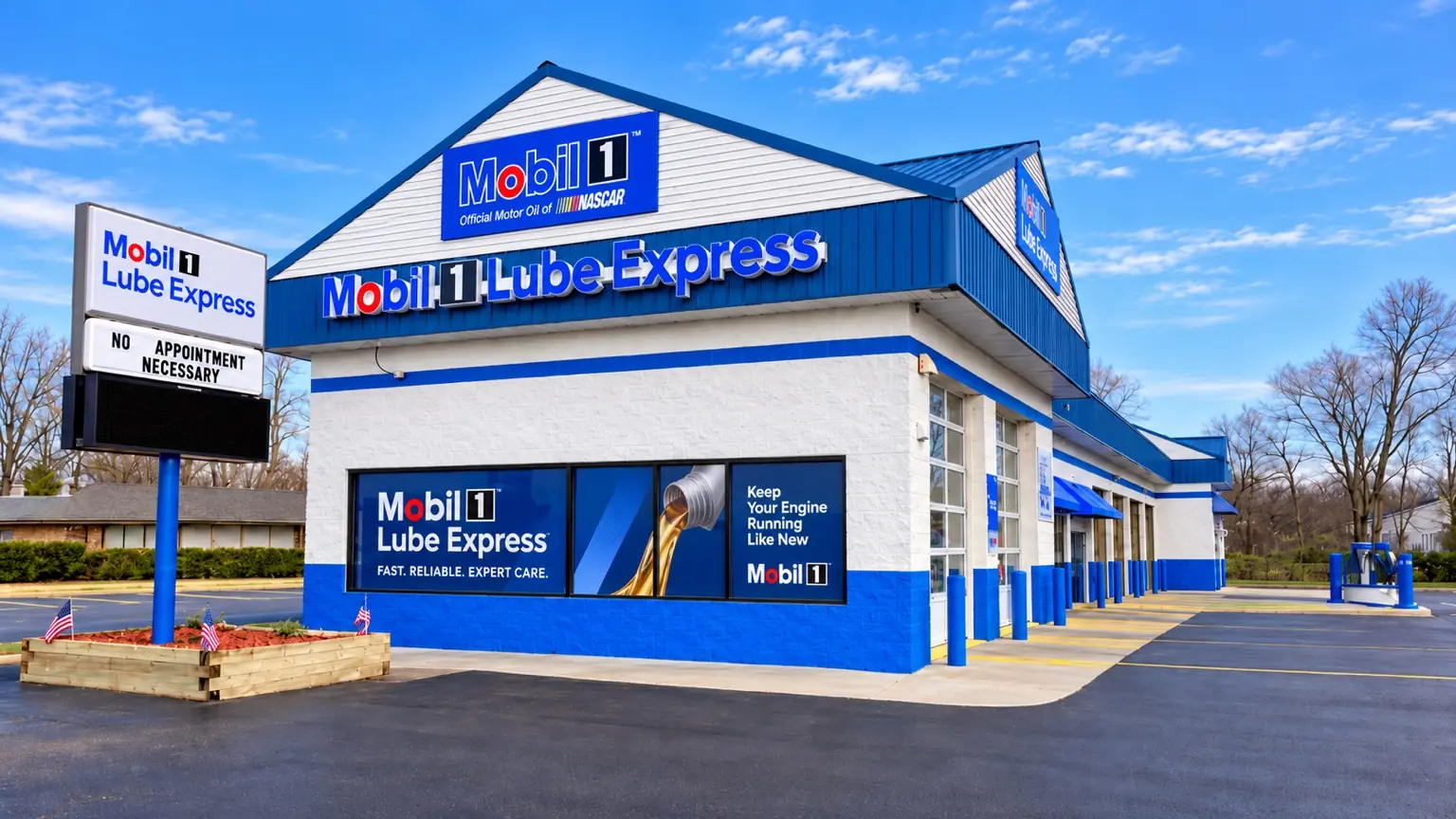 Wide exterior view of Mobil 1 Lube Express and Auto Wash Of Niles